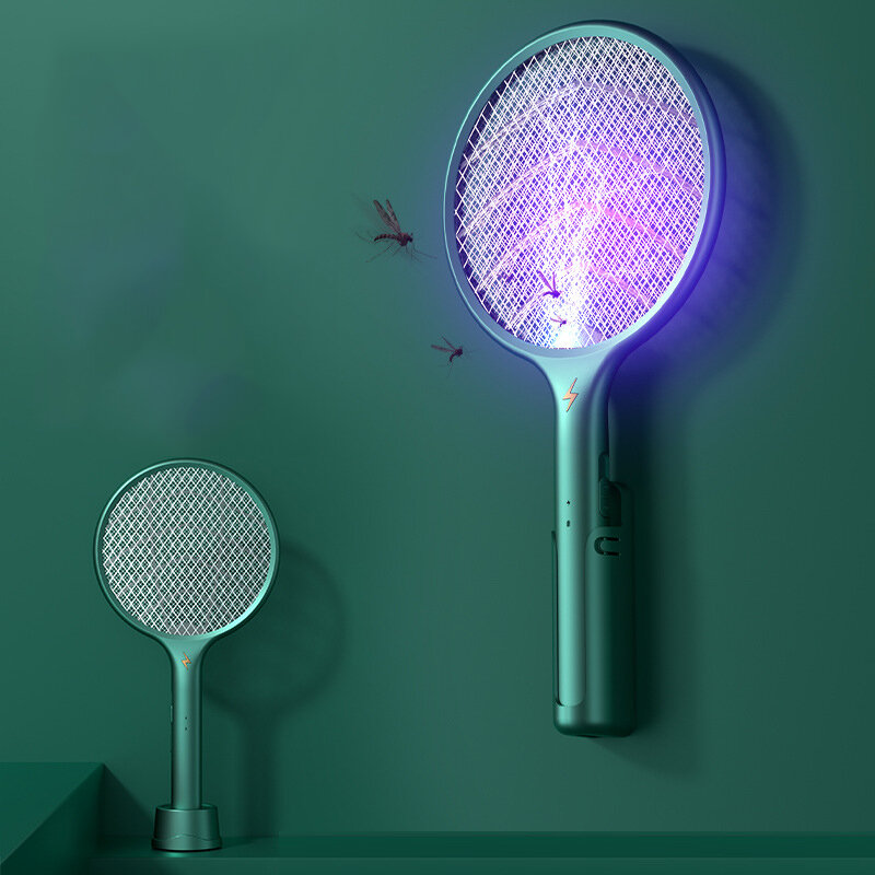 2 in 1 Mosquito Swatter Handheld Wall-mounted Dual Use USB Rechargeable Household Killer Mosquito La
