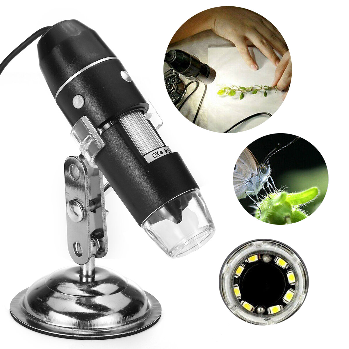 1000X 8LED 2MP USB Zoom Microscope Digital Magnifier HD Endoscopic Camera Video