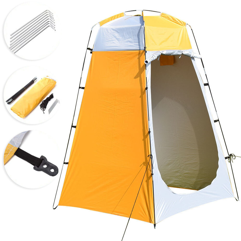 Tente de douche en polyester 210T anti-UV imperméable, vestiaire, abri de pluie sur la plage, tente de confidentialité pour le camping et les voyages avec sac de rangement.