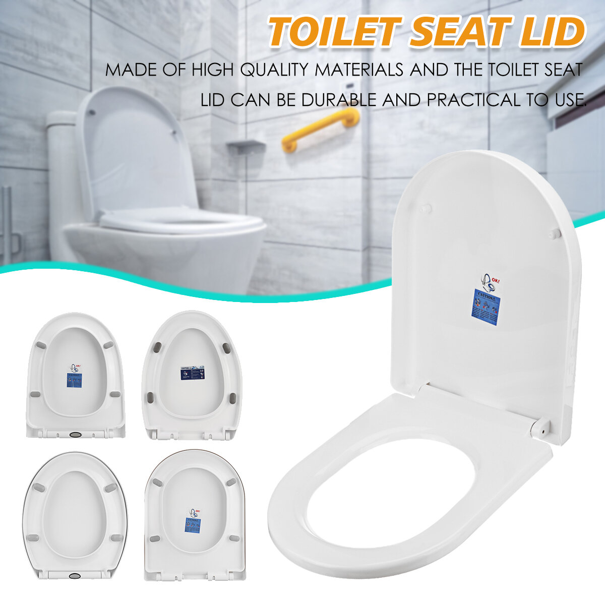 Toilet Seat Soft Close Square Shape Toilet Lid Cover Heavy Duty WC Easy Clean