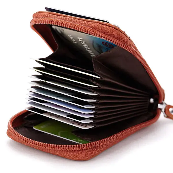 Men women leather capacity card holder portable coin bag