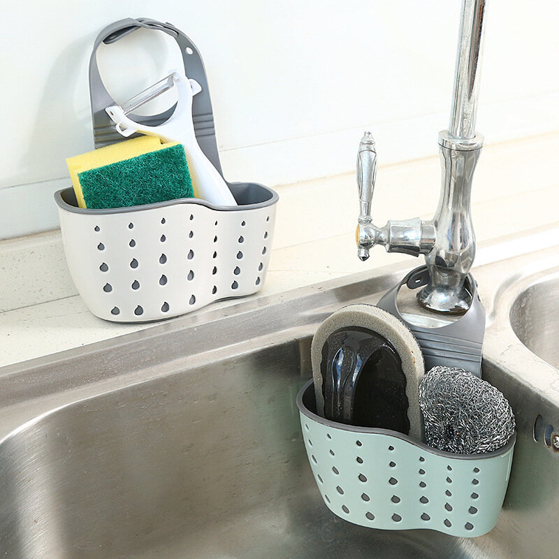 Kitchen Sponge Drain Holder Suction Cup Sink Shelf Soap Sucker Storage Rack Basket Wash Cloth