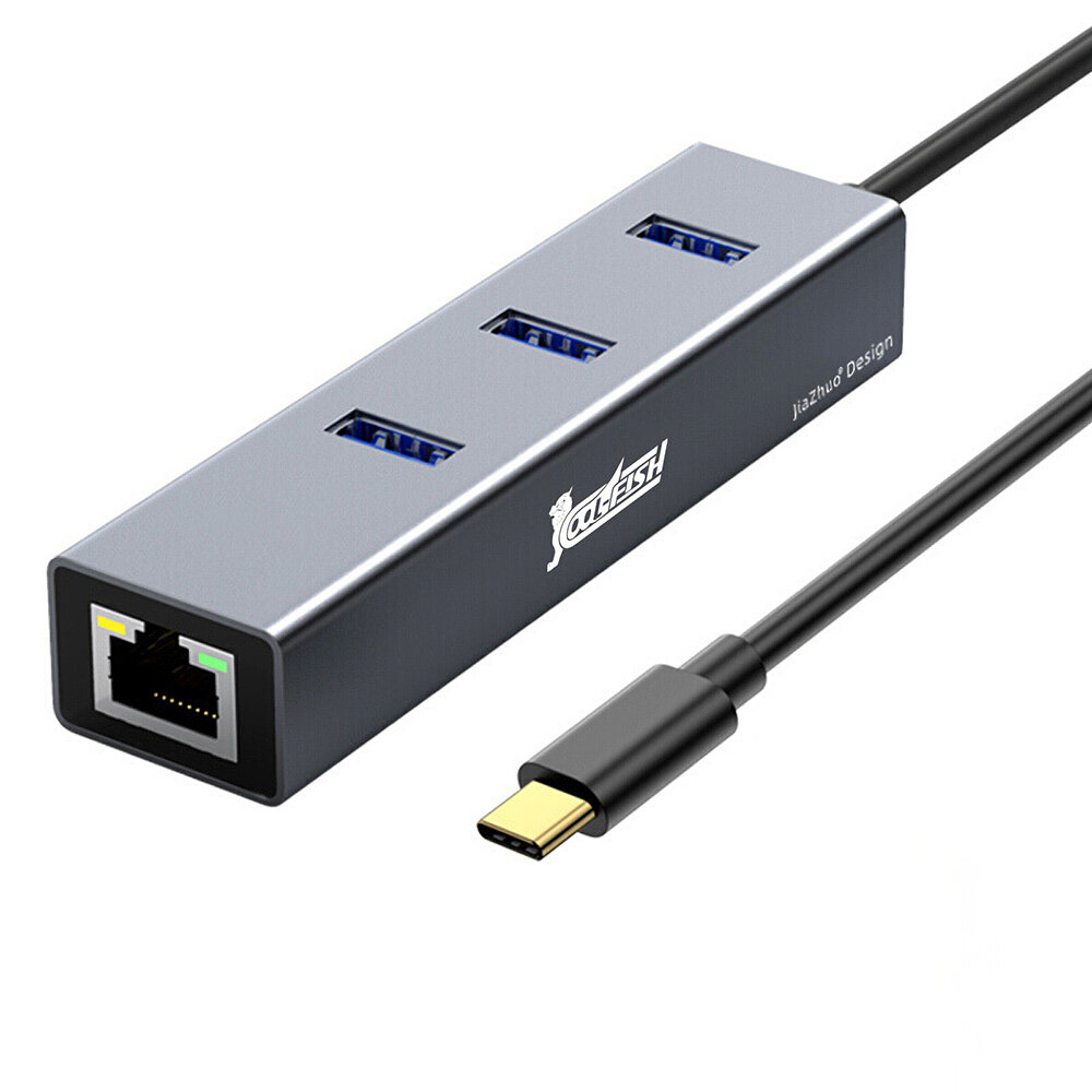 Coolfish 4 in 1 Type-C naar USB3.0 Rj45 Hub Docking Station USB3.0 Gigabit Ethernet Poort Adapter US