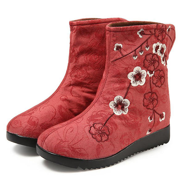 43% OFF on EmbroideredFur Boots High TopLining Ankle Shoes For Women