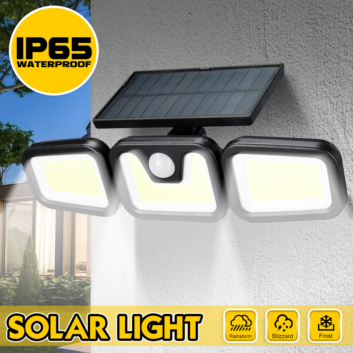 100COB 3 draaibare koppen LED zonne-licht bewegingsdetector IP65 waterdicht super helder tuinlicht
