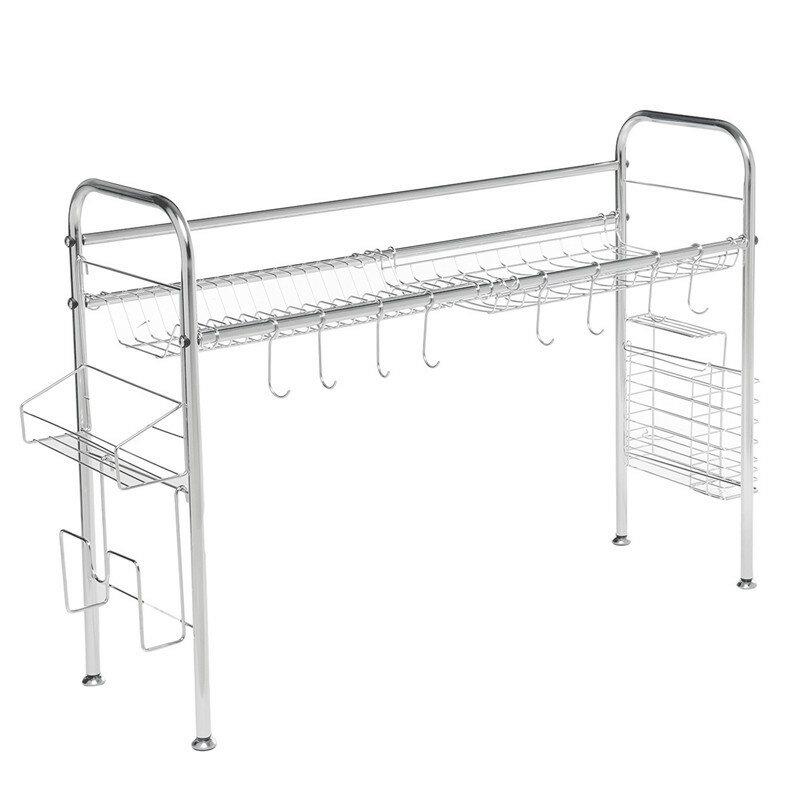 95x62x25.5cm 2 Tiers Over The Sink Dish Drying Rack Shelf Stainless Kitchen Cutlery Holder