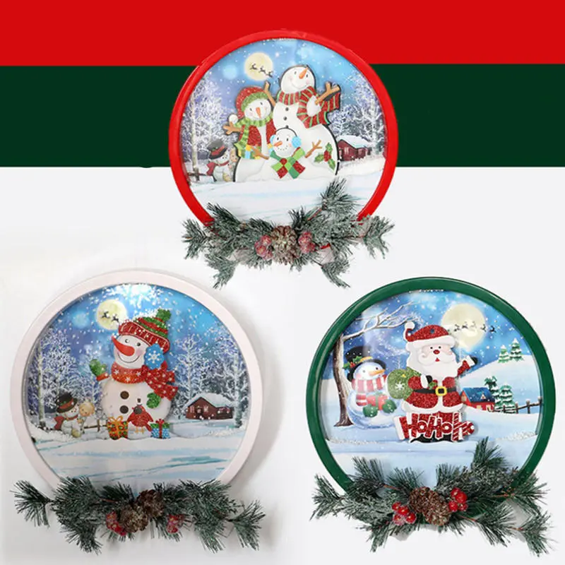 Christmas party home decoration snow music wreath ornament toys for kids children gift