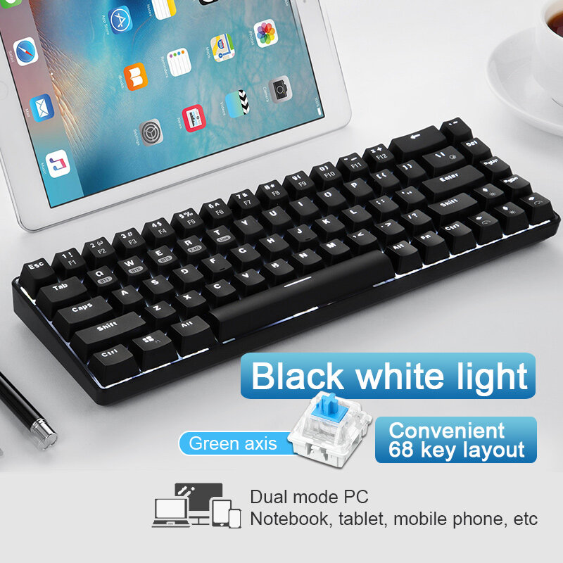 68 Keys Dual Mode bluetooth/ 2.4G Wireless/ Type-C Wired Mechanical Keyboard for Notebook/ Tablet/ M