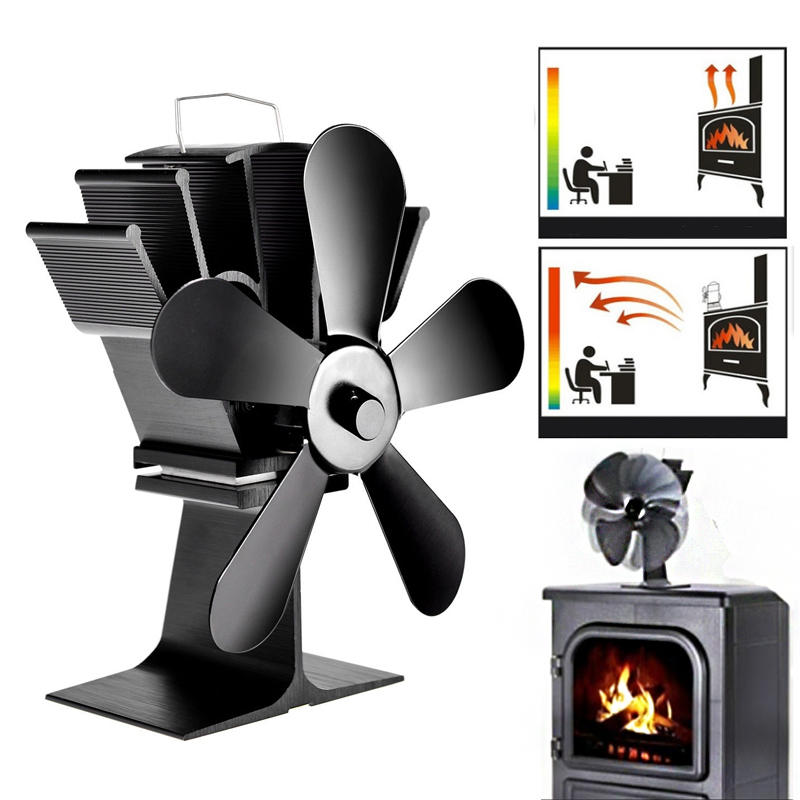IPRee® 8.8inch 5 Blades Fireplace Fan Wood Burner Stove Thermal Heat Power Fan