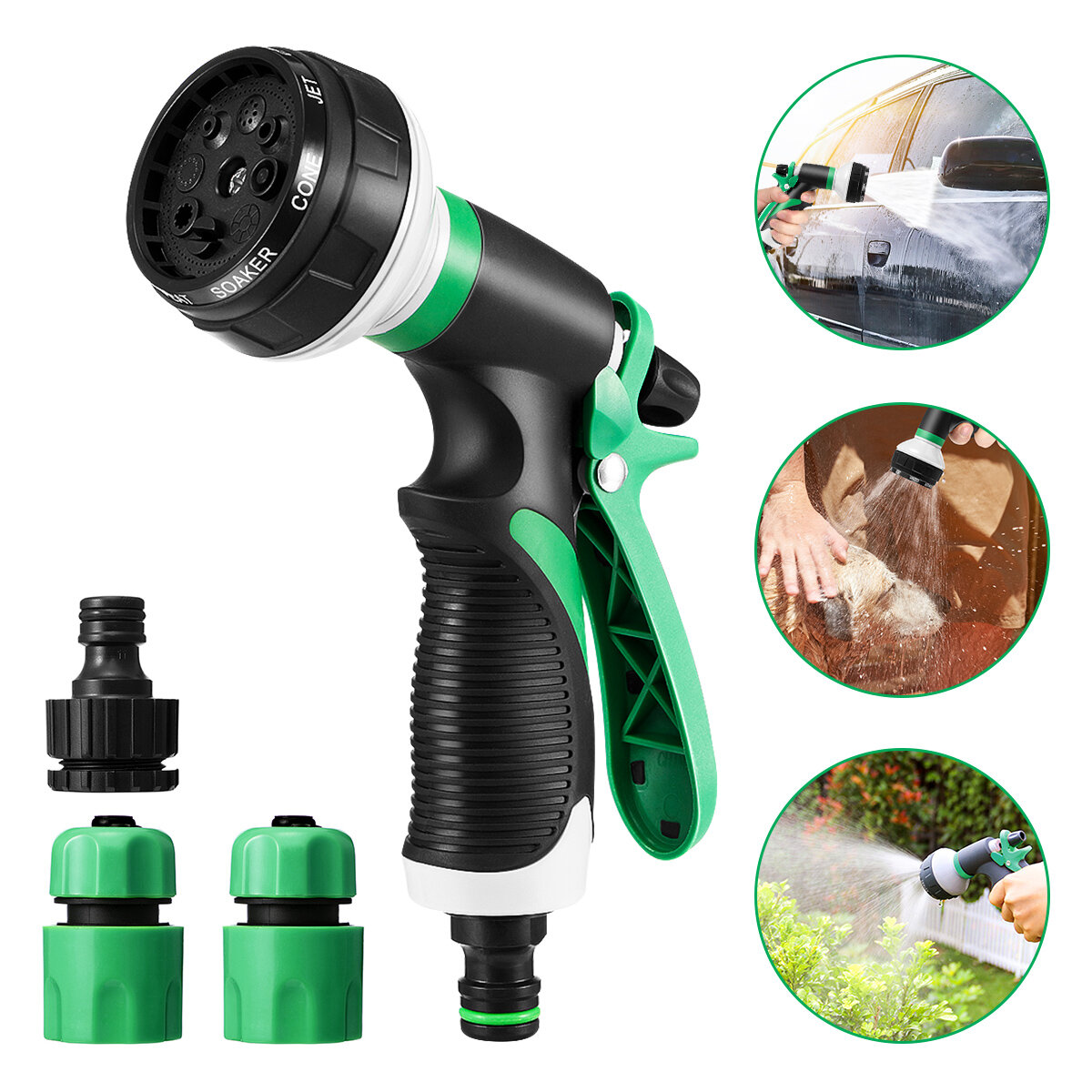 Multifunctional Graden Hose Spray Nozzle 8 Watering Modes Saving-water Watering Spear with Anti-slip Handle