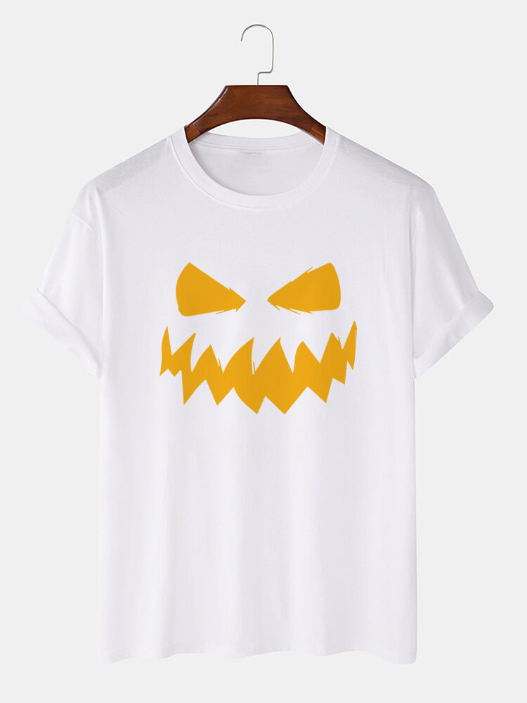 Heren 100% katoen Halloween-thema Grimas bedrukt T-shirt met korte mouwen