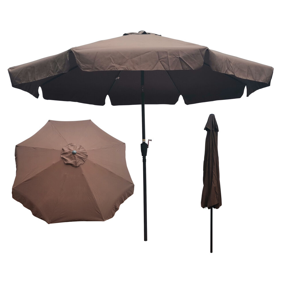 [US Direct] 10ft Patio Umbrella Market Round Umbrella with Crank and Push Button Tilt for Garden Backyard Pool Shade Out