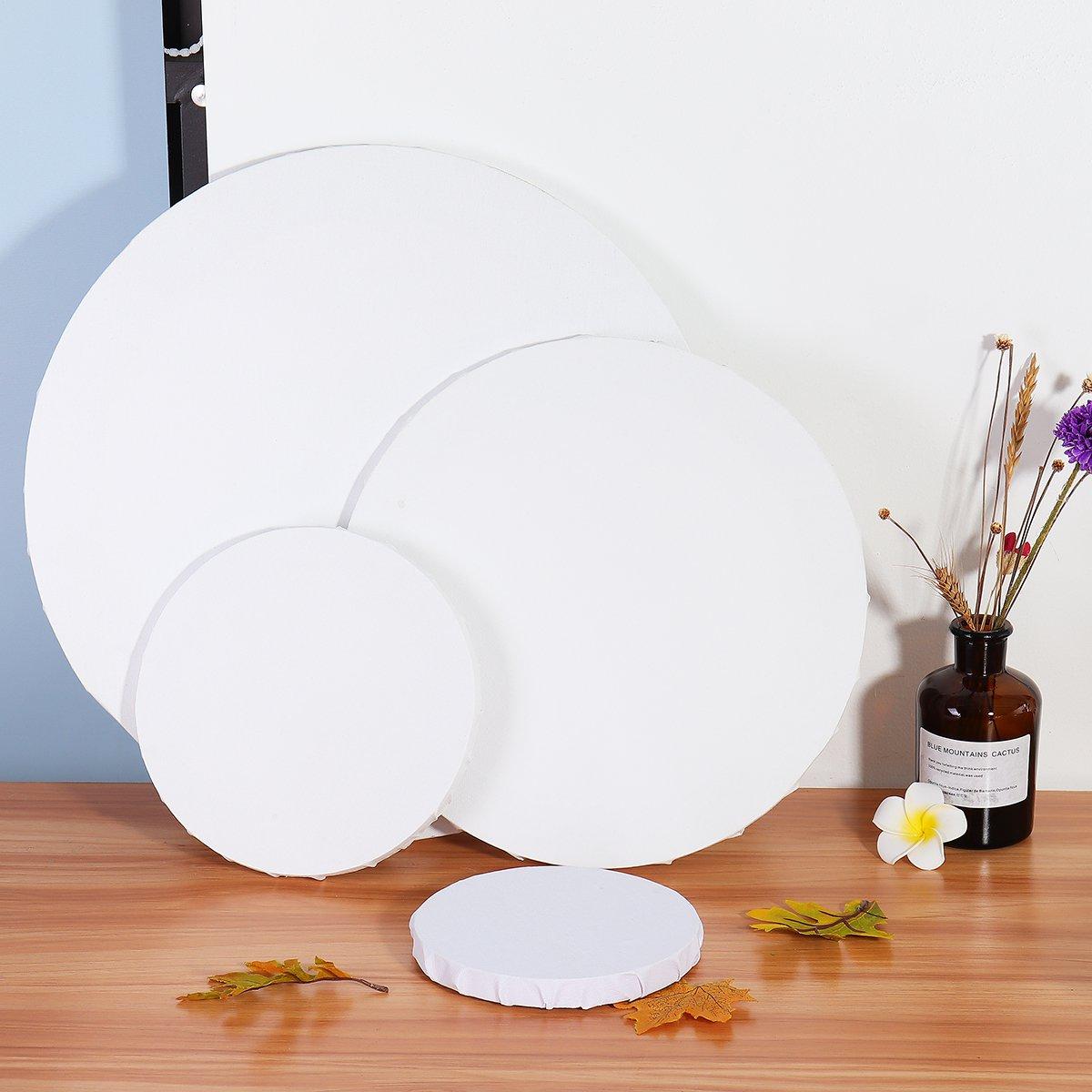 6/8/12/16'' Blank White Round Artist Canvas Wooden Drawing Board Acrylic Oil Paintings