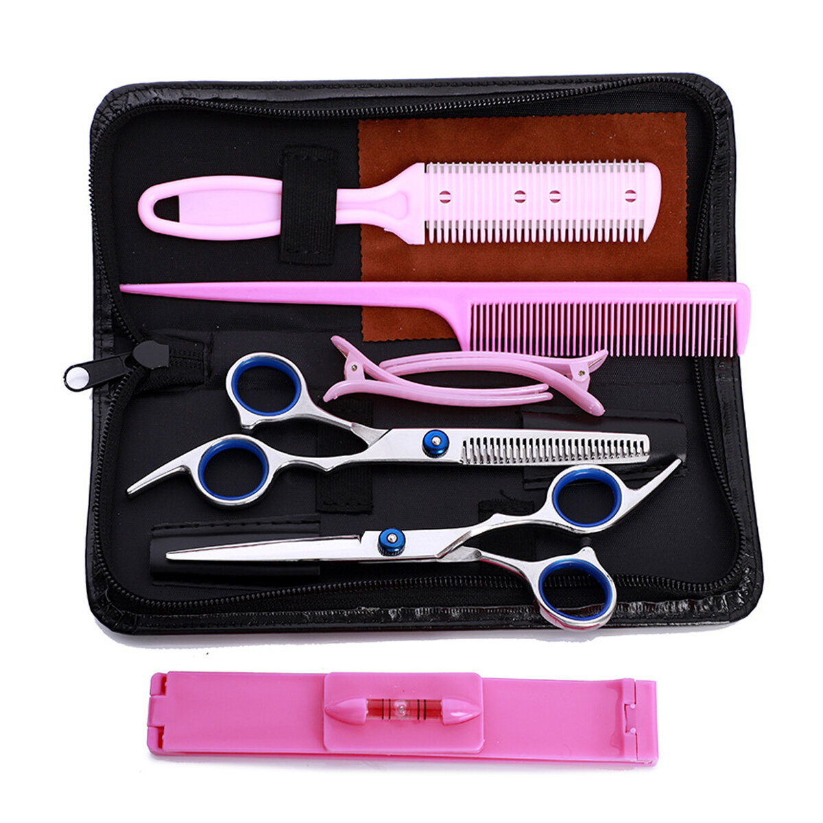 

9pcs Hair Cutting Scissors Thinning Shears Comb Clips Cape Scissors Wallet For Barber Salon
