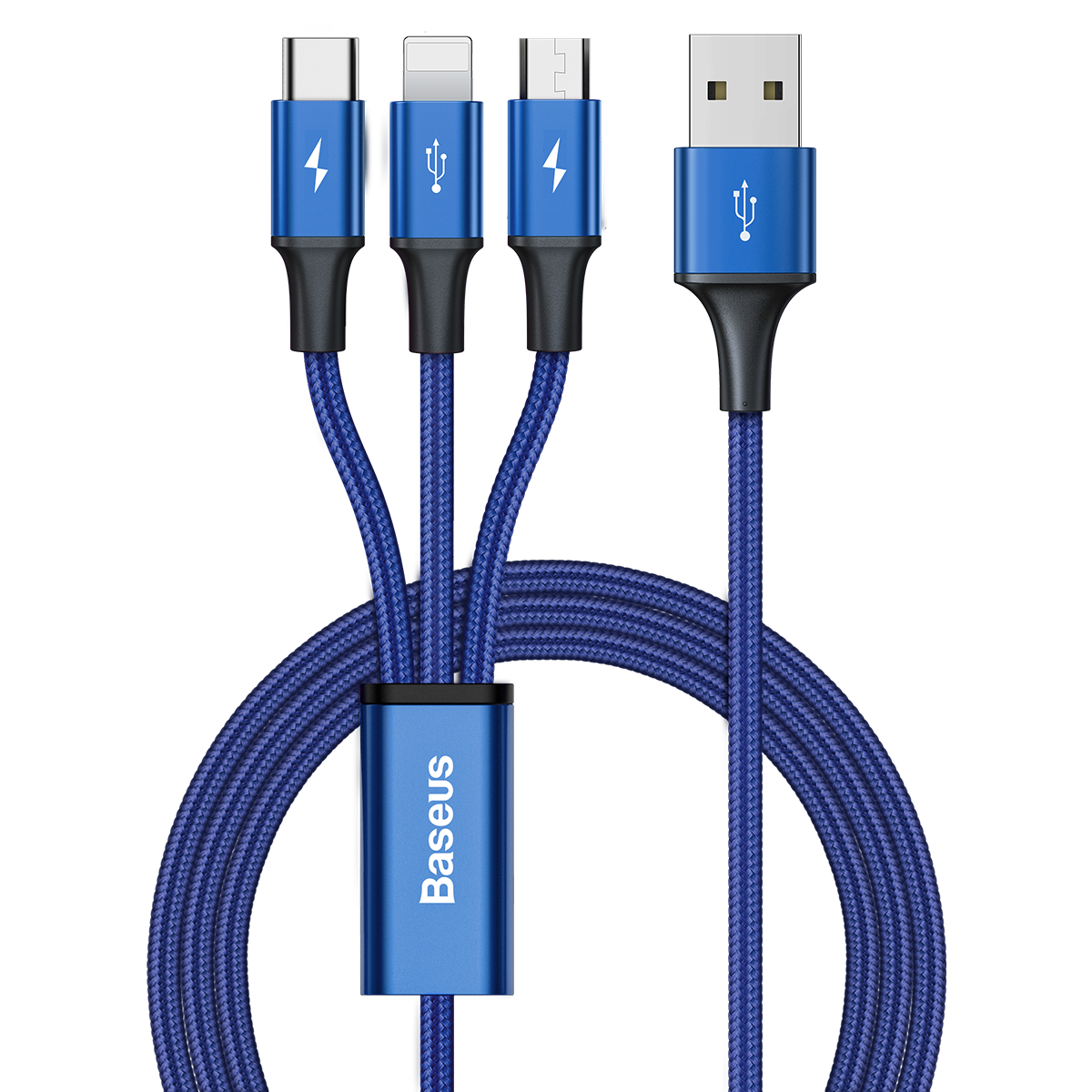 Baseus 3 In 1 USB Naar USB-C/Micro USB/iP-poort Kabel Snel opladen Gegevensoverdracht Snoer Lijn 1,2