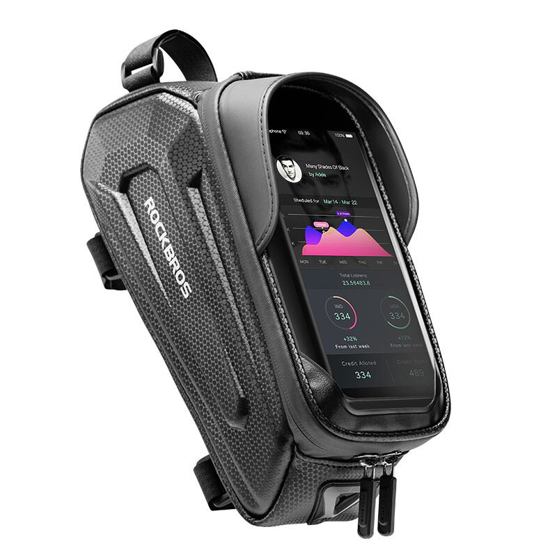 

ROCKBROS B68 1.7L 8inch Bike Phone Bag Touch Screen Waterproof Phone Mount Bag Bicycle Front Tube Frame Bag Sun Visor To