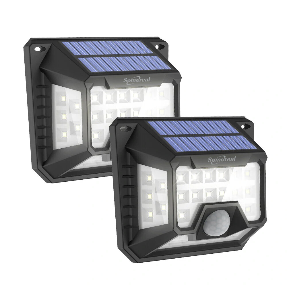 2Pcs Somoreal SM-OLT3 Luzes solares externas 32 LED com sensor PIR de 120° ângulo amplo à prova d'água para jardim camin