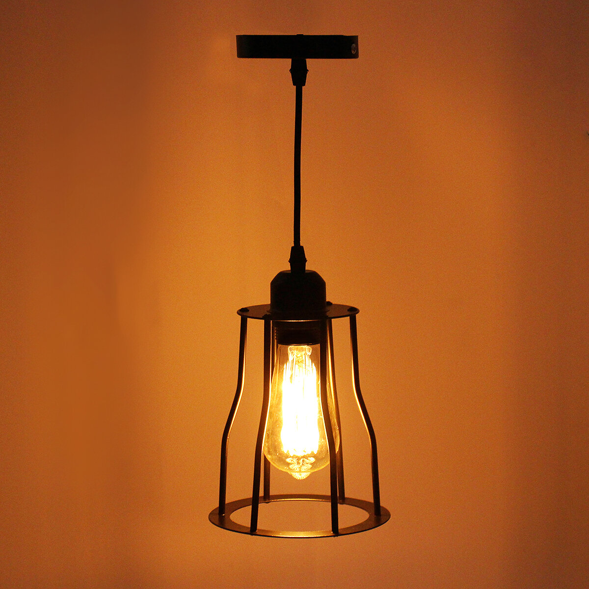 Metalen hanglamp schaduw plafond industri?le geometrische draad kooi lampenkap lamp kroonluchters