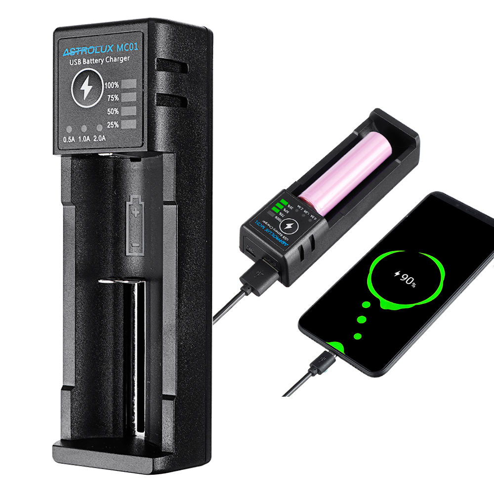 Astrolux? MC01 2 in1 USB-oplader Mini-batterijlader Draagbare mobiele telefoon Powerbank Huidige opt