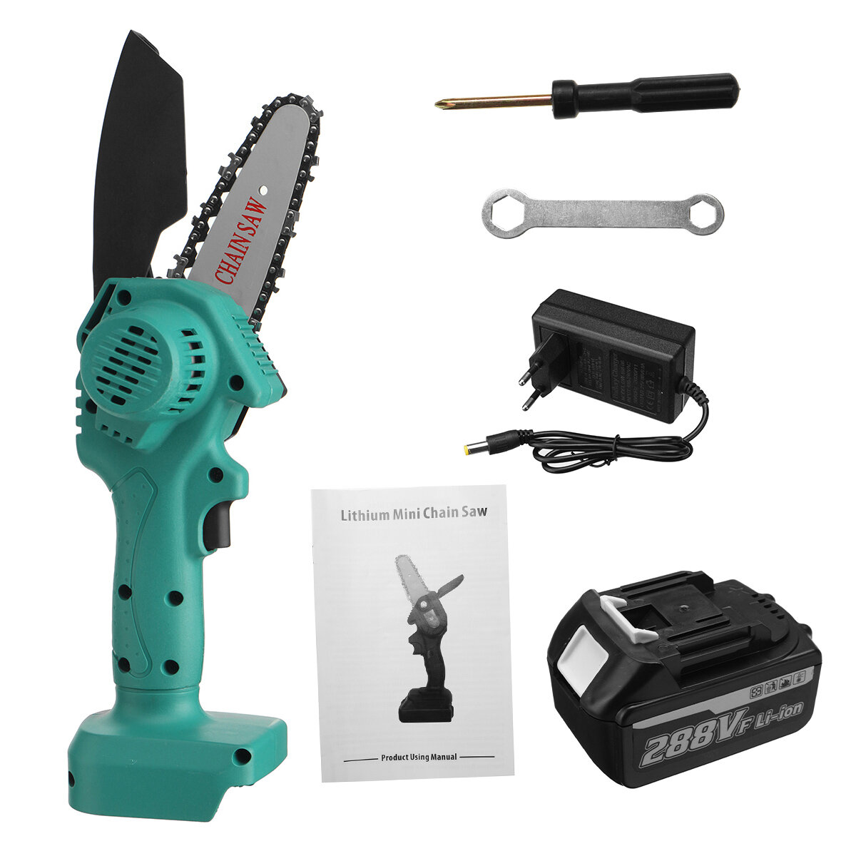 288VF Cordless Electric One-Hand Saw Mini Woodworking Chain Saw W/ 1pc or 2pcs Battery