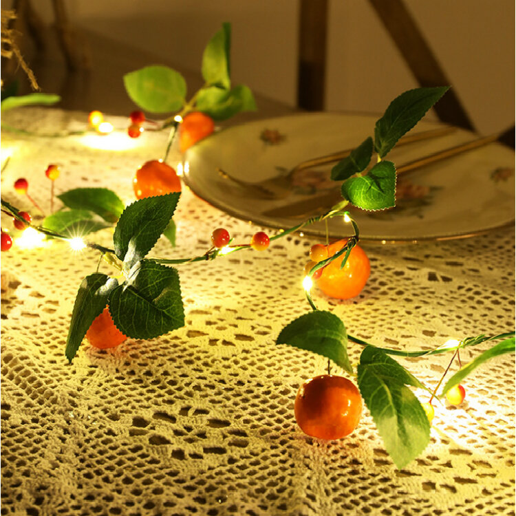 2M LED Light String Kunstmatige Oranje Rotan Zonnebloem Groene Wijnstokken Batterij Aangedreven Kope