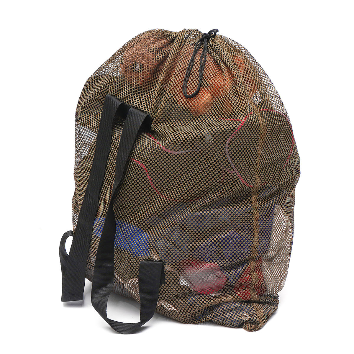 Tactische mesh-net schoudertas voor buitenactiviteiten zoals kamperen, jagen en opslag van eendenvoer.
