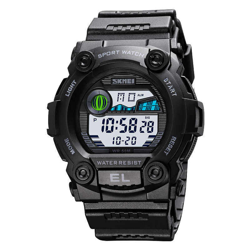 

SKMEI 1633 Sport Men Watch Luminous Date Week Display Stopwatch 5ATM Waterproof Outdoor Digital Watch