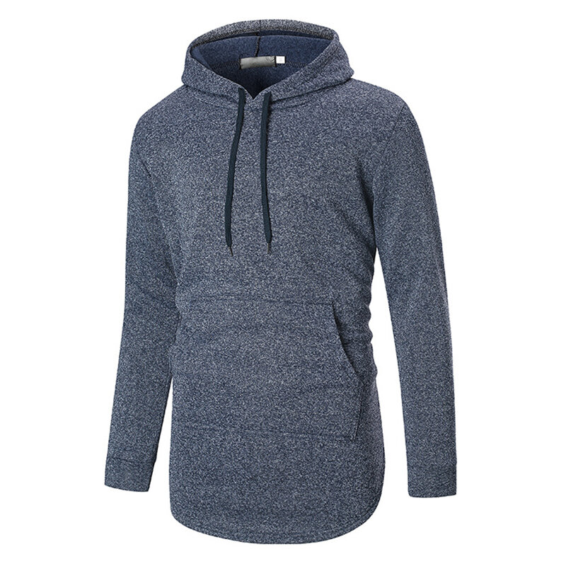 Men's modish cotton solid color overhead casual hooded long sleeve ...
