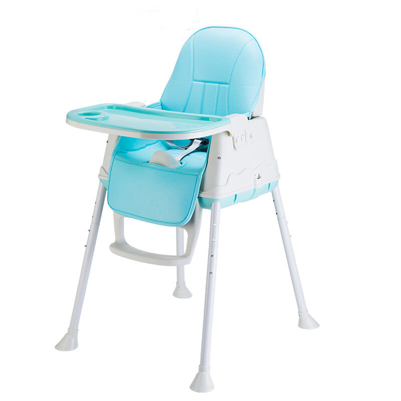 Portable Folding Children Kids Highchair Adjustable Bady Toddler Chair Safe Eating Dining Feeding Seat With Wheel Cushio