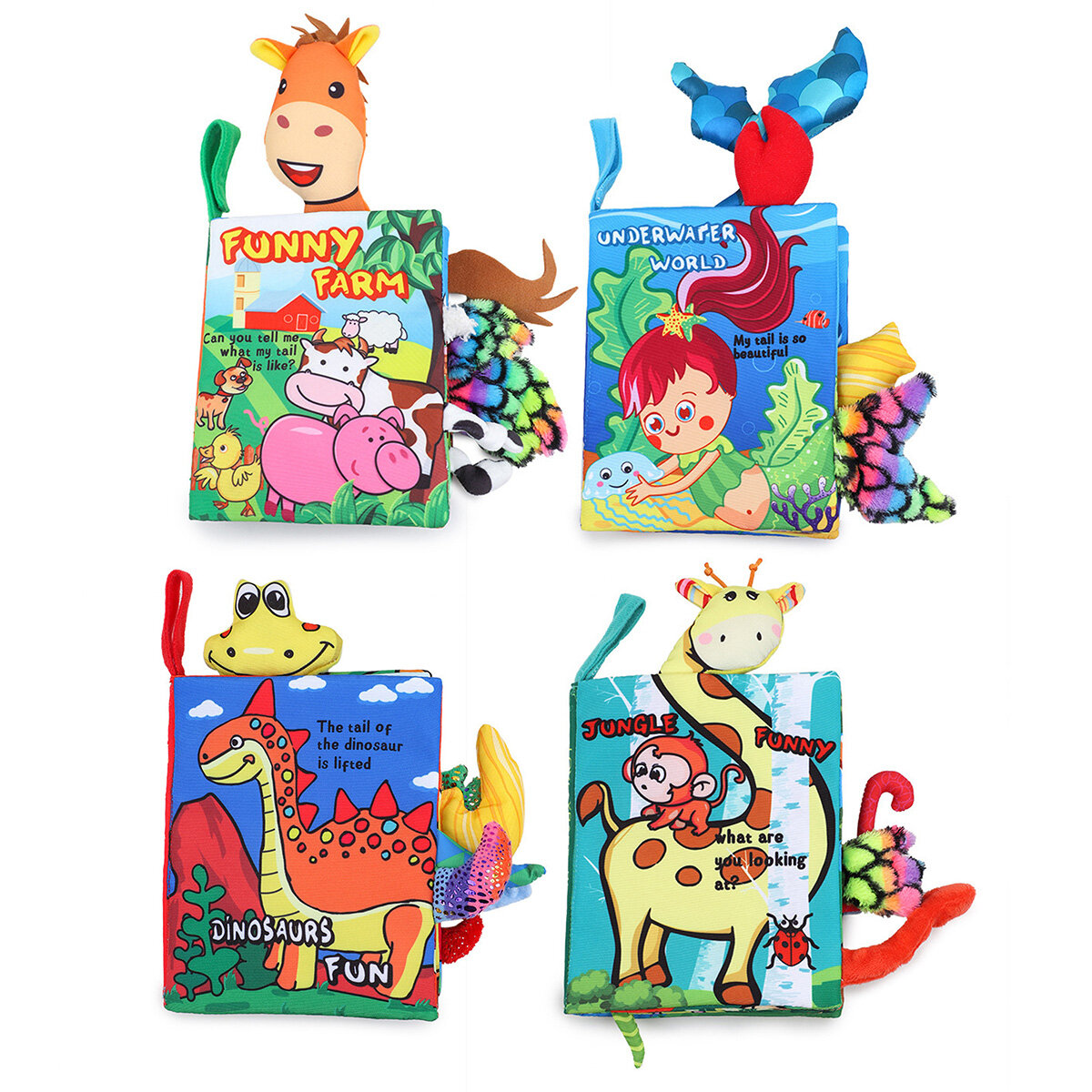 لعبة تعليمية للأطفال كتب من القماش كتب التجعيد Soft كتب ذيول للأطفال الرضع ألعاب تفاعلية للأولاد والبنات