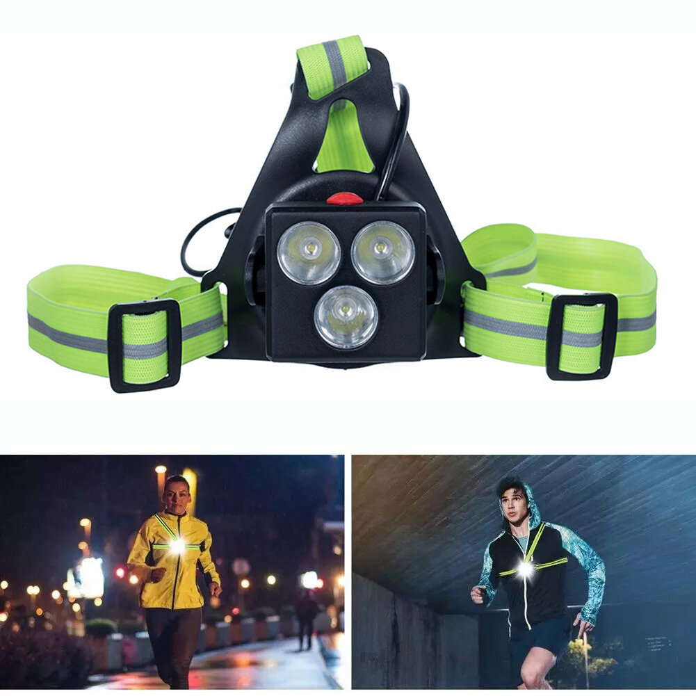 360LM XPG LED Camping Sports Night Running Light Chest Light Set USB Charging Safety Warning Lamp
