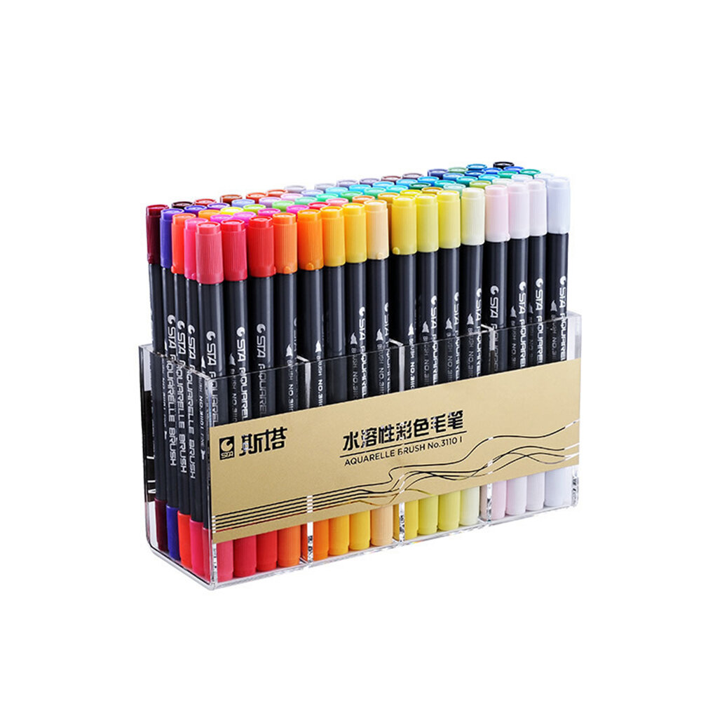 

STA 48/80 Colors Dual Tips Marker Pen Set with Fineliner Tip Watercolor Brush For Drawing Design Art Marker Supplies