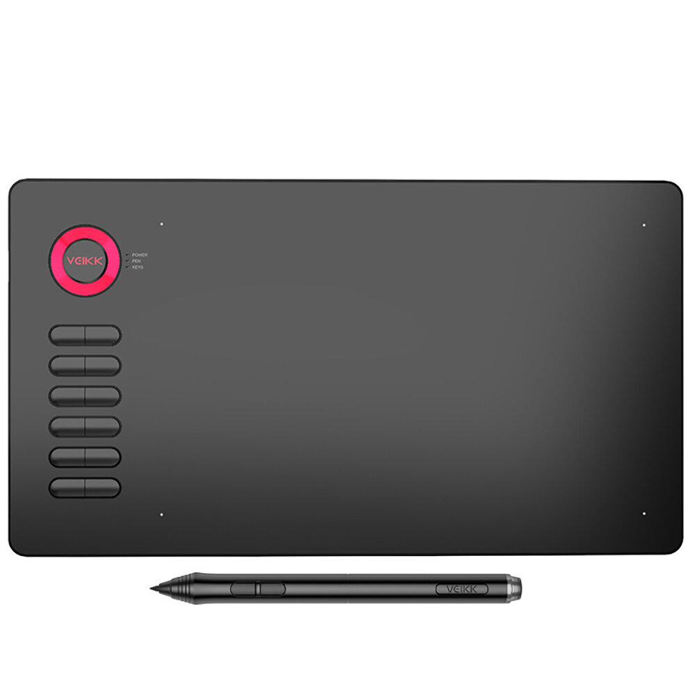 VEIKK A15 10x6 Inch Work Area Drawing Graphic Tablet with 12 Customizable Touch keys 8192 Levels Battery-Free Pen for Ma