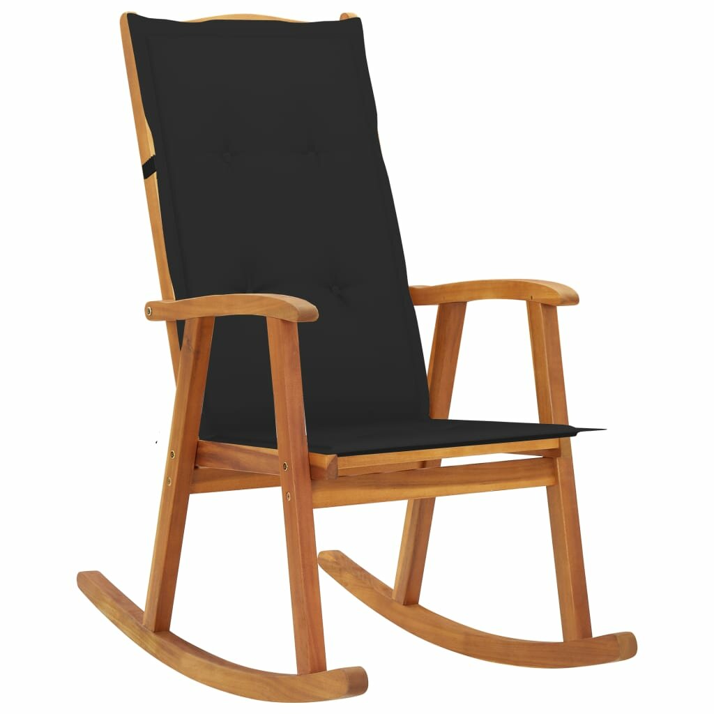 VidaXL Rocking Chair with Cushions Solid Acacia Wood for Bedroom Living Room