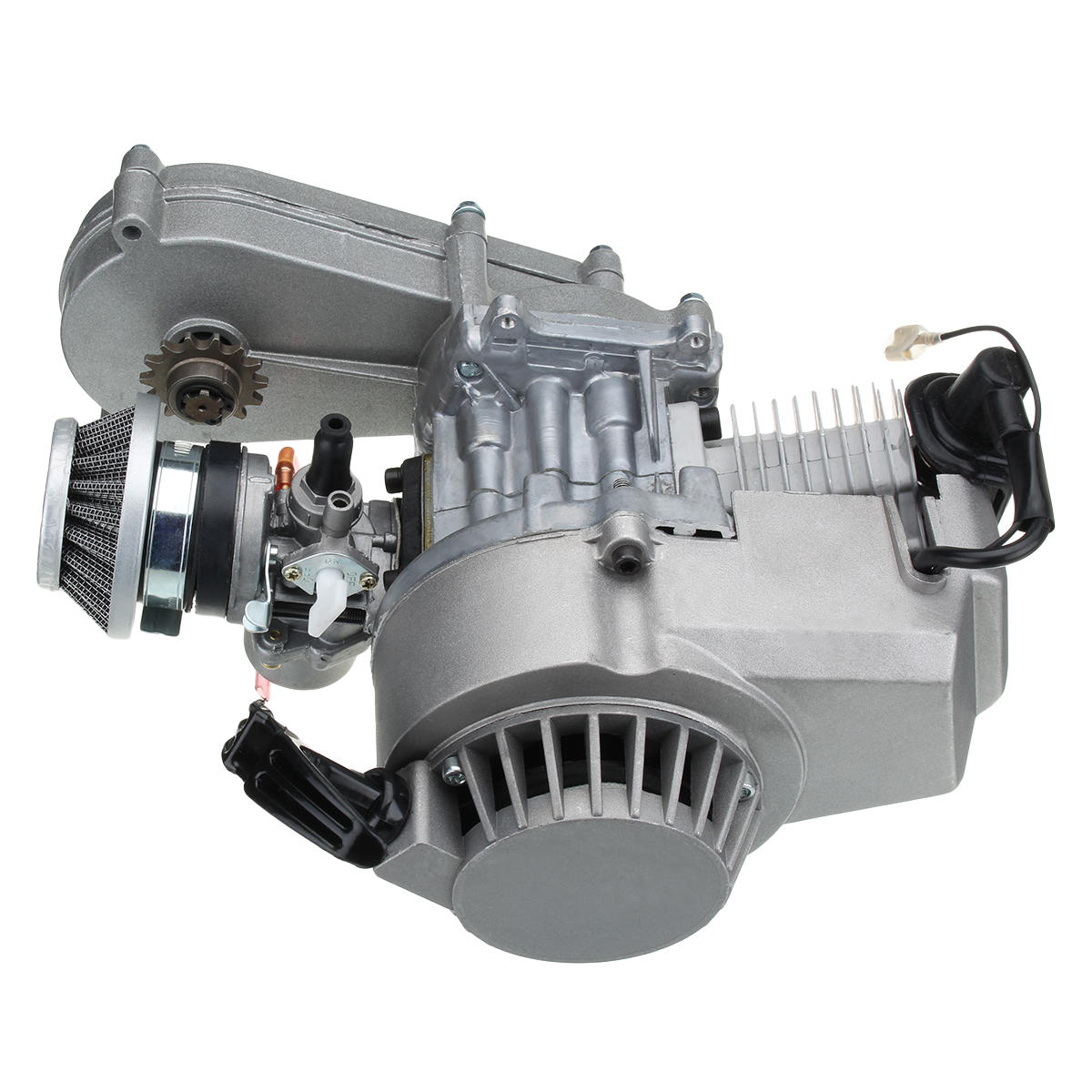 

49cc Engine with Carburetor Gearbox Pull Start Coil For Mini Moto Dirt Bike Quad ATV Siver