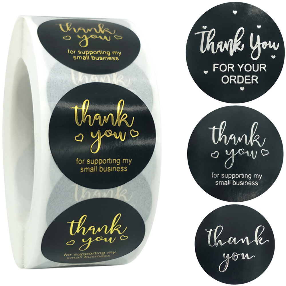 50Black Stationery Sticker Adhesive Bronze Paper Labels Thank You Scrapbook Sealing Envelope Stickers Supplies, Banggood  - buy with discount