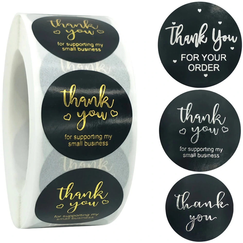 500pcs Black Stationery Sticker Adhesive Bronze Paper Labels Thank You Scrapbook Sealing Envelope Stickers Supplies