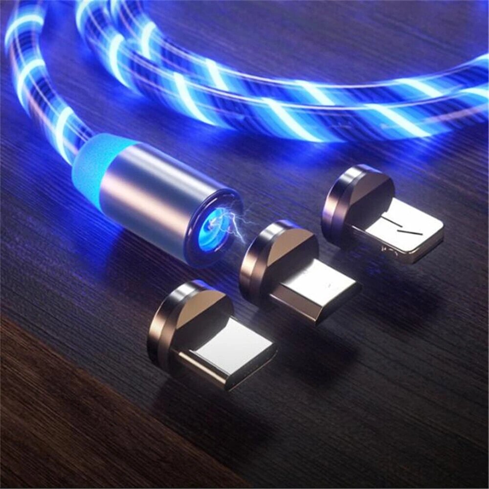 

[4 PCS Blue] Bakeey 2.4A USB Type C LED Light Magnetic Fast Charging Data Cable for Samsung Galaxy Note S20 ultra Huawei