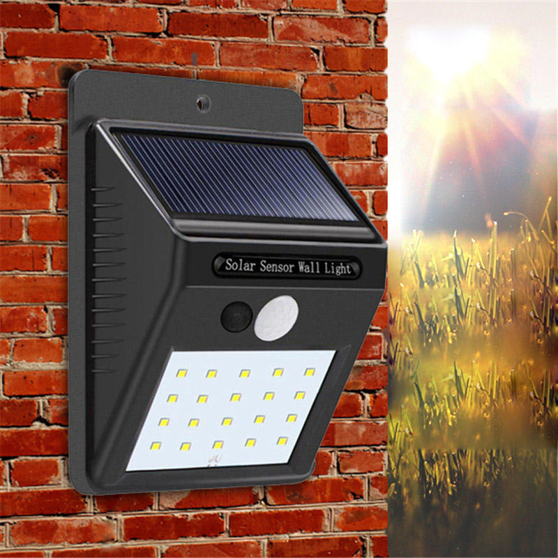 

3шт Солнечная Мощность 20 LED PIR Движение Датчик Настенный светильник Водонепроницаемы На открытом воздухе Двор Двор Са