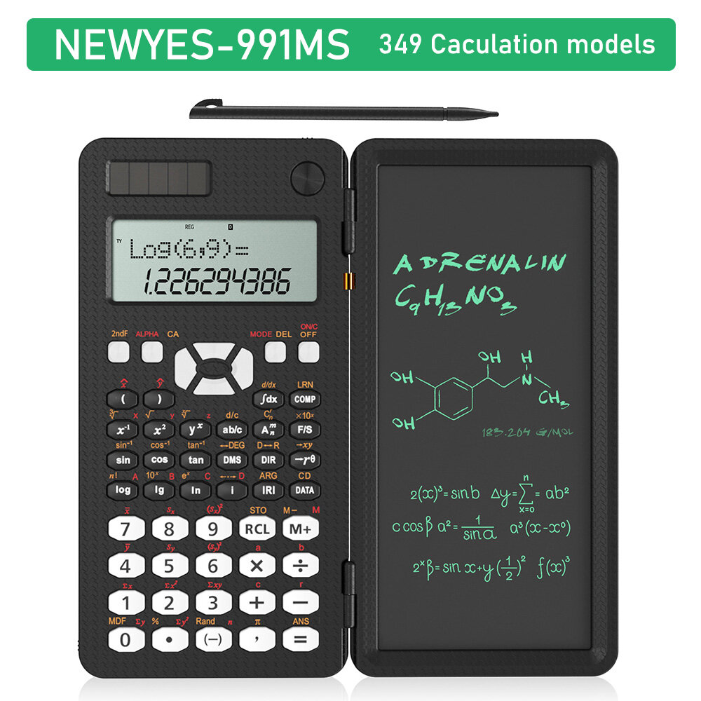 

NEWYES 991MS 6.5 Inches Scientific Calculator with LCD Writing Tablet and 349 Functions Solar Energy Science Calculators
