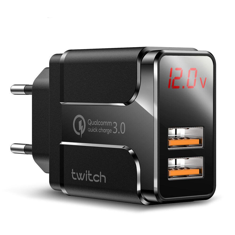

Twitch 18 Вт двухпортовое USB-зарядное устройство QC3.0 Быстрая зарядка адаптер для настенного зарядного устройства с ви