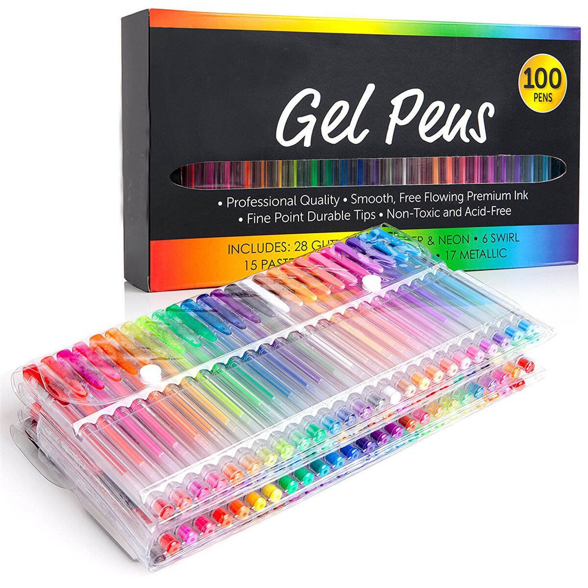 100 Pcs Gel Pen Set Colored Gel Pens WaterColoring Pen Gifts for Kids Sketching Painting Drawing Sta