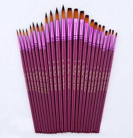 

12pcs/pack Different Size Artist Fine Nylon Hair Painting Brush Set For Watercolor Acrylic Painting Brushes Drawing Art