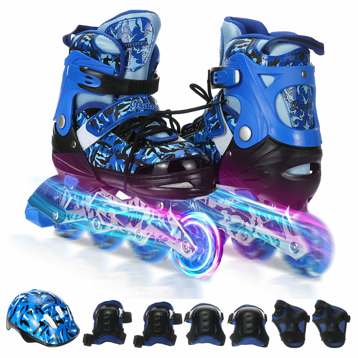 Adjustable Kids Inline Skates with Illuminating Flashing Wheels for Boys and Girls Men and Women