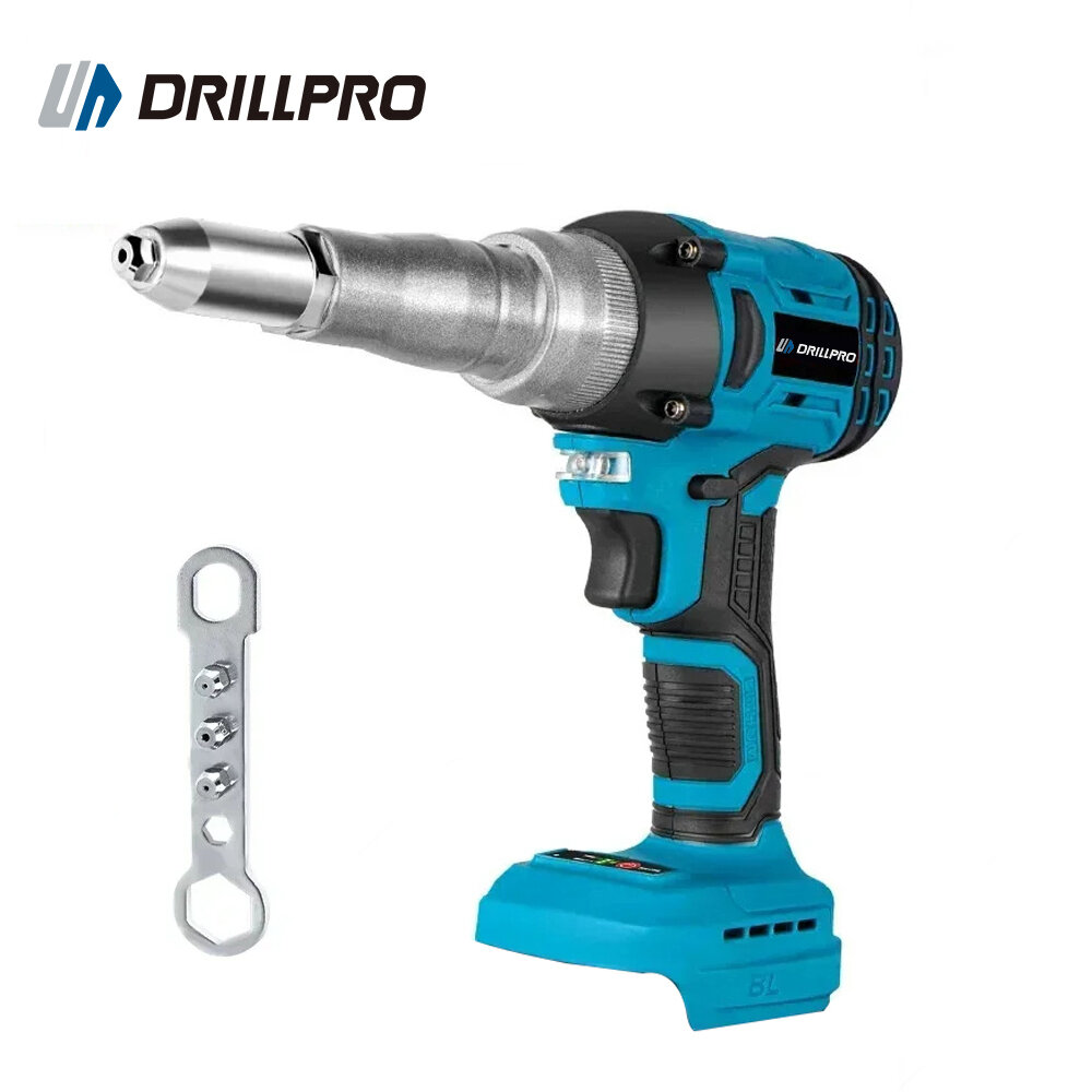 Drillpro 720W Brushless Electric Rivet Gun High Power Cordless Tool with 2000RPM Speed 588N.M Torque Suitable for 2.4~5.