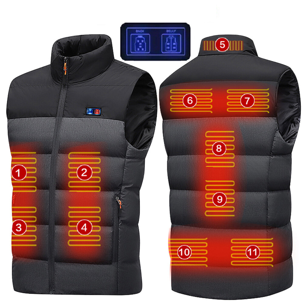 Colete Aquecido TENGOO HV-11 11 áreas de aquecimento Jaqueta Masculina Jaqueta Elétrica de Inverno com Aquecedor USB Jaqueta Tática Aquecida para Homens Colete Térmico para o Corpo