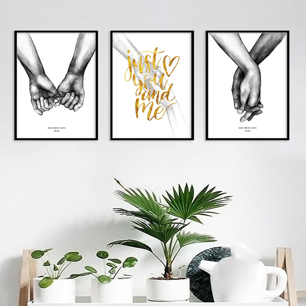 3pcs Nordic Poster Minimalist Hanging Painting 50*70cm Living Black And White Canvas Prints Love Wal