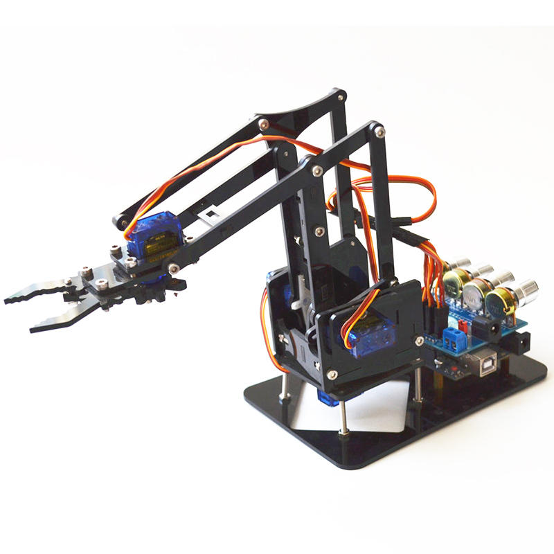 

DIY 4DOF Robot Arm 4 Axis Acrylic Rotating Mechanical Robot Arm WithUNO R3 4PCS SG90 Servo