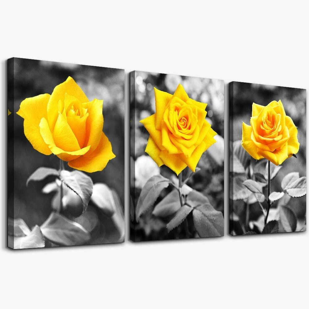 3Pcs/set Rose Canvas Painting Wall Decorative Print Art Pictures Unframed Wall Hanging Home Office W
