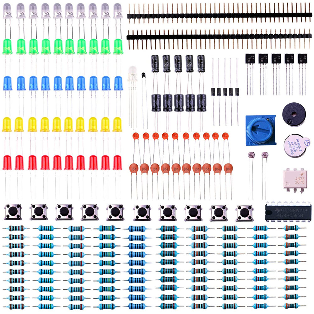 

Electronics Component Basic Starter Kit with Precision Potentiometer Buzzer Capacitor Compatible with Arduino UN0 MEGA25